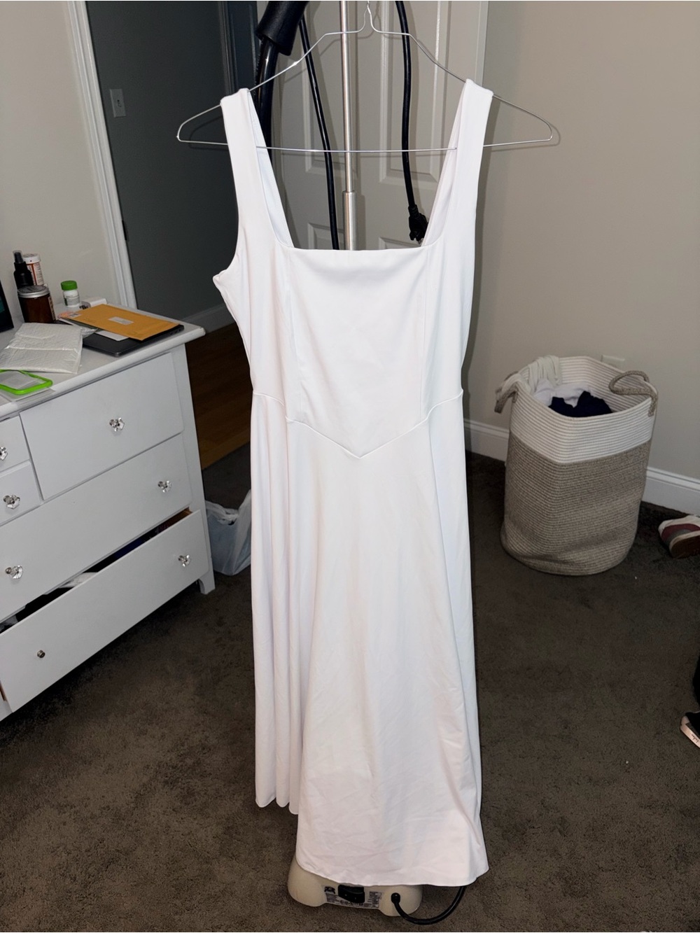 Classic White Sleeveless Midi Dress